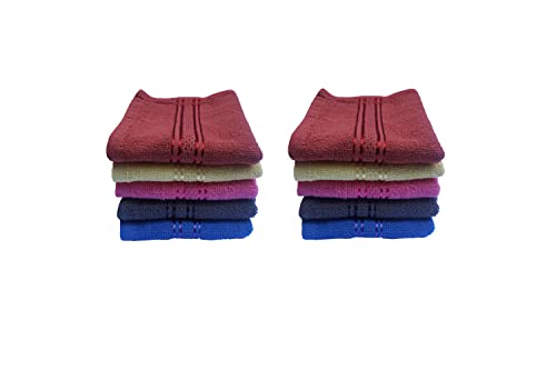 Image of Space Fly 500 GSM Fresh Loom Soft Cotton Face Towel for Women - Absorbent Washcloths & Handkerchief Set for Home, Gym & Baby Care (Size-10x10 Inch, Multicolor) (Set of 10)