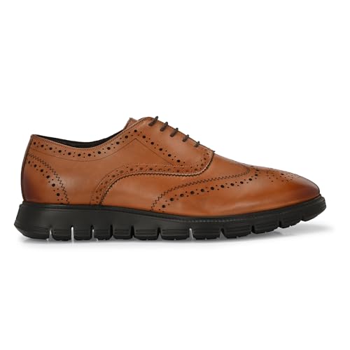 Image of Legwork Informal Brogue 2.0 - Italian Leather Hybrid Dress Shoes with XL Extralight Outsole | Ultra-Lightweight & Comfortable Oxford Wingtip | All-Black Elegance