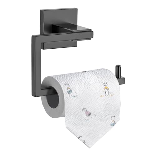 YACVCL Matte Black Toilet Paper Holder, Bathroom Toilet Roll Holder, Stainless Steel Modern Square Tissue Roll Holders Wall Mounted for Bathroom Kitchen Washroom