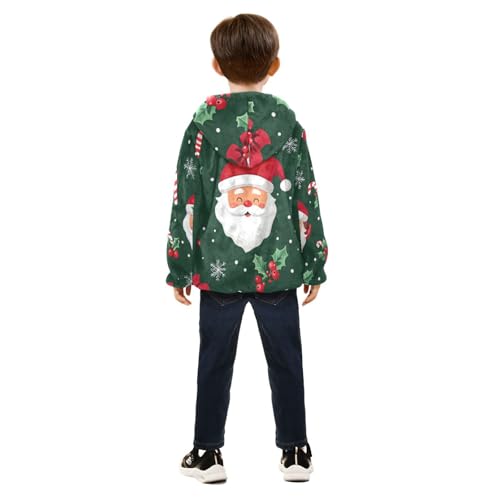 Santa Girls Fleece Jacket Girls Fall Jacket Girls Zip Up Hoodie Girls Sherpa Jacket 2-10T4