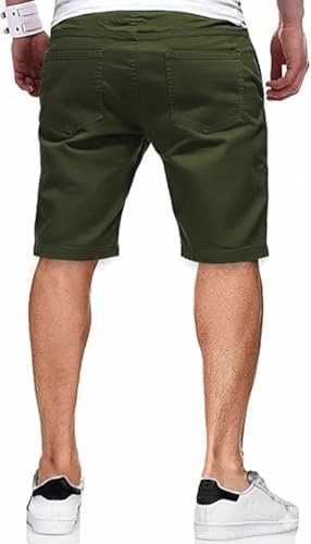 Image of Men's Cotton Casual Shorts |Knee Length Regular Fit Half Pant for Men| Elastic Waist with Drawstring | Regular Fit Shorts | Bermuda Shorts for Men | Lightweight Perfect for Workout, Beach & Summer