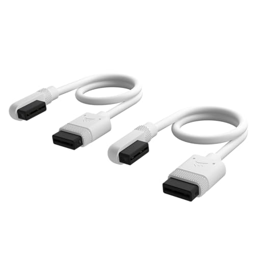 Corsair iCUE LINK Slim Cables - 2x 200mm Straight/Slim 90° - White, 20 cm