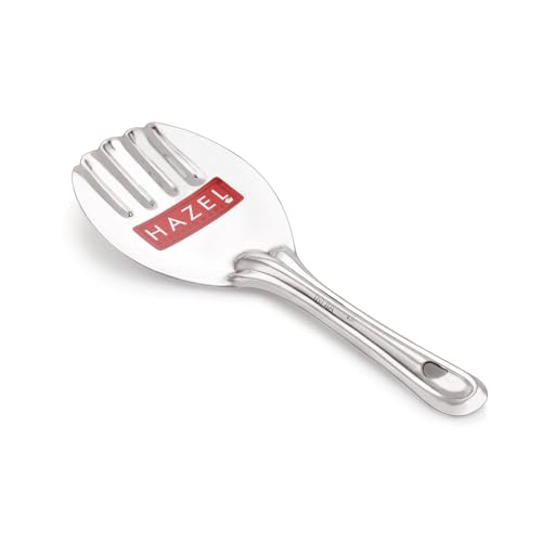 Image of HAZEL Stainless Steel Kitchen Tools Set of 6 - Diwali Gifts: Zara, Rice, Pastry, Ladle, Oval, and Pan Spoon for Festive Cooking