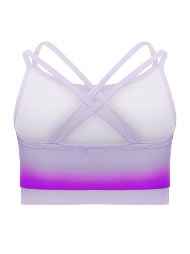 YEAHDOR Kids Girls Gradient Sports Bra Gymnastics Dance Crop Top Stage Performance Tops Cheerleading Bralette2