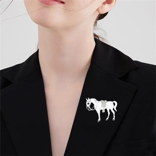 Image of Dreuyet Horse Brooch Pin Horse Racing Suit Lapel Pin for Women Men Rhinestone Antique Gold Horse Animal Brooch Clothing Outfits Accessory Jewelry