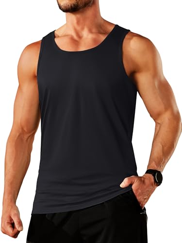TACVASEN Men's Tank Top Cotton Moisture Wicking Muscle Shirt Summer Sleeveless Shirts Gym Workout Tank