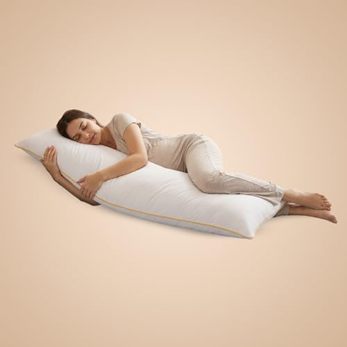 Image of SleepyCat Microfiber Cuddle Pillow Covered with Luxe Modal Fabric for Body Support | Ideal for Side Sleepers and Expecting Mothers | Machine Washable | 50x19 inches |2 Piece