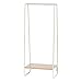 IRIS USA Clothes Rack for Hanging Clothes with Bottom Wood Shelf, Freestanding Clothing Rack, Easy to Assemble Garment Rack, Metal, Sturdy Design, Multipurpose, Small Space Storage Solution, White