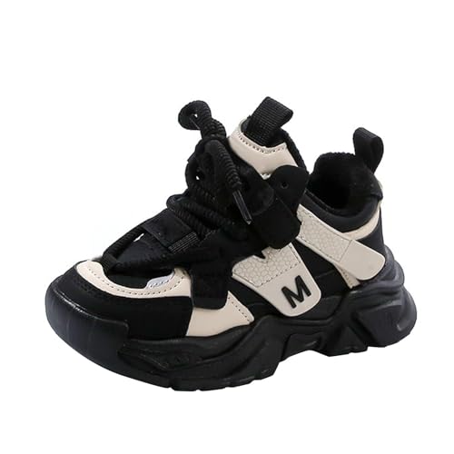 YANFJHV Zapatillas deportivas para niña 32, resistentes al agua, planas, mantienen el calor, cómodas, Negro , 28 EU
