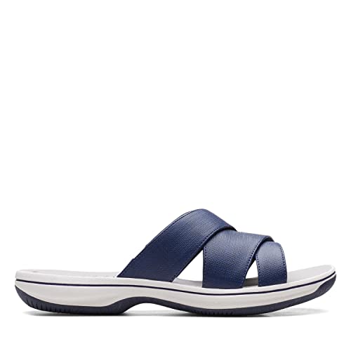 Clarks Breeze Grove Slide Sandal, Dark Navy Synthetic, 10 Medium