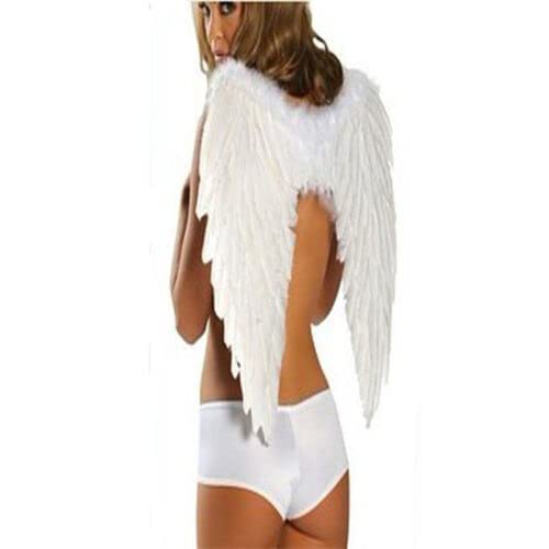 HoitoDeals 1Pcs White Feather Angel Wings 45X60cm Xmas Halloween Fancy Dress Costume Hen Night Adults