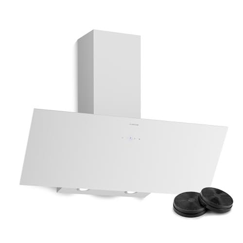 Klarstein Hotte Aspirante 90 cm, Hotte Aspirante Silencieuse, Hotte de Cuisine 90cm avec Lampes LED, Débit d'Air Puissant de 305 m³/h, Hotte avec Évacuation, Filtre à Graisse en Aluminium