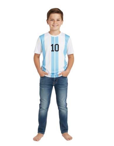 Image of Sports Soccer Football Argen Jersey Messi 10 Home Away Kit Jersey Set T-Shirt with Shorts (Kid's,Boy's & Men) 8001 SG18