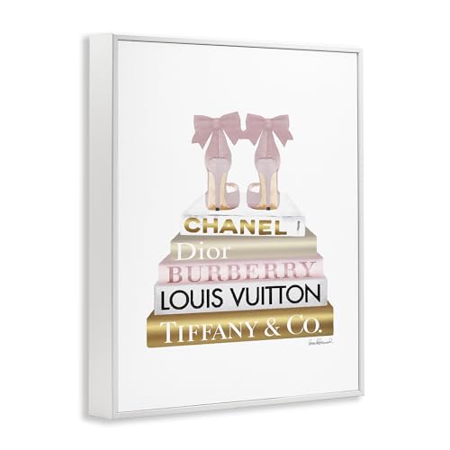 Image of Glam Heels Bookstack Fashion, 24 x 30 Inch Framed Giclee Print | Stupell Industries . By Amanda Greenwood . Ready to hang . Chic gift for fashion lovers . Made in USA