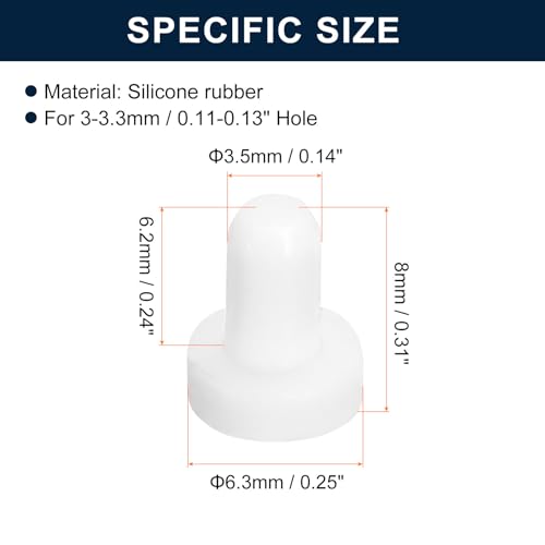 Image of uxcell 16 Pieces White Rubber Stopper, 3.5mm Plug Holes for 3-3.3mm /0.11-0.13 inch Hole