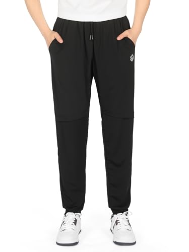 Image of SERENYOU Boys Joggers Tracksuit Bottoms Teenagers Jogging Pants Summer Cool Loose Trousers Black 14-15 Years (manufacturers's Size: 180)