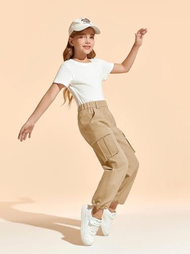 Pantalones cargo para niñas que solucionan la rigidez con su cintura elástica y corte holgado 5
