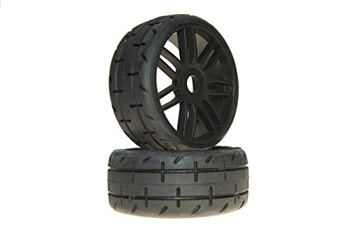 GRP GTX01-S3 1:8 Treaded Soft Black Spoked Belted Rubber Tires