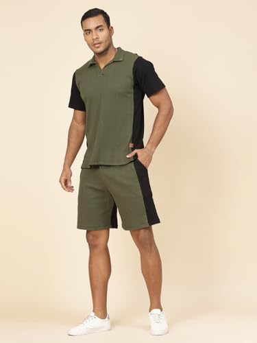 Image of Rigo Cotton Blend Waffle Knit Self Textured Co-Ord Set For Men's|Night Suit Set|Lounge-Wear Pajama Set|Night Wear, Beach Wear, Vacation Wear