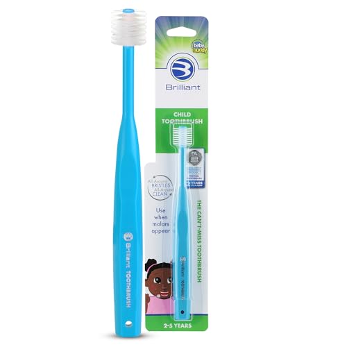 Image of Brilliant Oral Care Child Toothbrush with Soft Bristles and Round Head, for a Kid Approved, Easy to Use All-Around Clean Mouth, Ages 2-5 Years, Sky Blue, 1 Pack