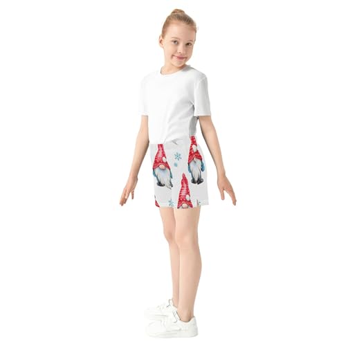 Girls Athletic Shorts Cute Christmas Gnomes Red White Youth Summer Pajama Sleepwear Casual Comfy Activewear, X-Small4