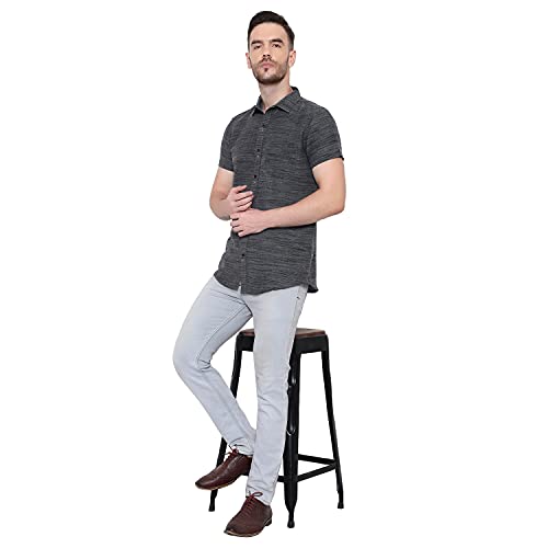 Image of LATEST CHIKAN Men's Cotton Blend Textured Half Sleeves Shirt