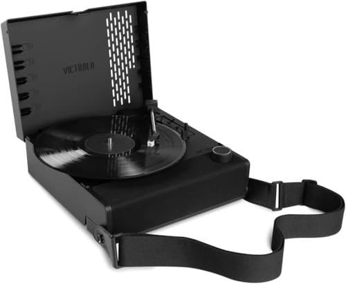 Image of Victrola Revolution GO - Portable Vinyl Record Player, Battery-Powered Bluetooth Turntable, 12 Hour Battery Life, 3 Speed Belt-Driven Record Player, RCA Output, 3.5mm Headphone Jack (Black)