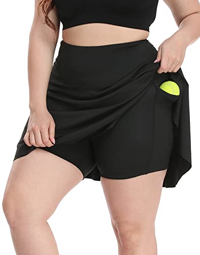 HDE Women's Plus Size Tennis Skort Pleated Athletic Golf Skirt with Shorts2