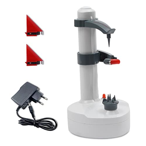 kesurpae Spina UE Pelapatate Elettrico Pelapatate Automatico da banco Affetta cetrioli da Cucina con Caricatore, Bianco