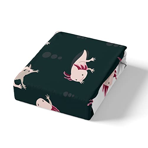 Housse de couette axolotl rose en polyester pour lit double avec 2 taies d'oreiller blanches - 6