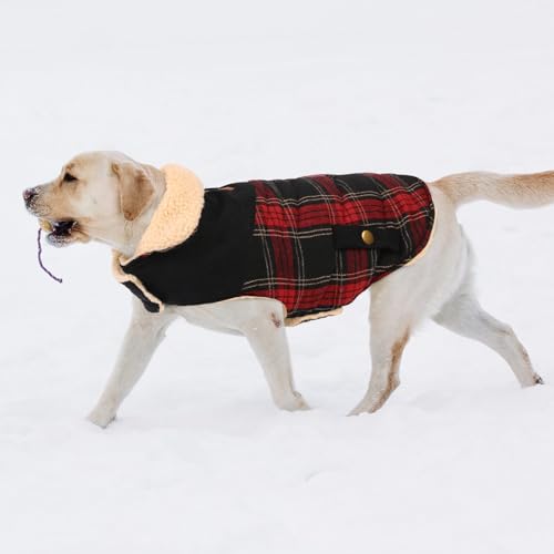 CITÉTOILE Warme Hundemantel Fleece, Wintermantel Winterjacken für Kleine/Große/Mittlere Hunde, Hundejacke Hundekleidung Hundepullover mit Geschirrloch für Outdoor Indoor, Rot, M