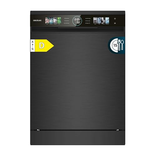 Cecotec Lavavajillas Compacto de 60 cm Bolero Aguazero 6320 Dark D, 1900W, 15 Cubiertos, 8 Programas, Pantalla FullColor XXL, Smart Wash, Turbo Dry+, AutoClean, Media Carga, Delay Start, ChildLock