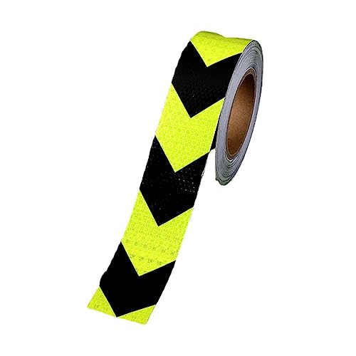 Cinta de precaución, cinta luminosa, Adhesivo de precaución peligro con flecha negra amarilla fluorescente 2/10/20 'X 82 pies for remolques, automóviles al aire libre, camiones, ancho 10cm(Width 5cm)
