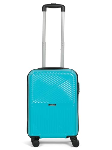 Image of Teakwood Small Size 8 Wheels Trolley Bag, Hard Cabin with Zipper Closure, Adjustable Push Button & Cross Side Strap, Number Lock System 360 Degree (Small, Aqua Green)
