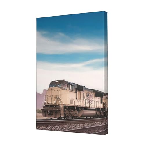 Toile murale de salon OUSIKA tableau moderne désert de l'Arizona et train 45cm