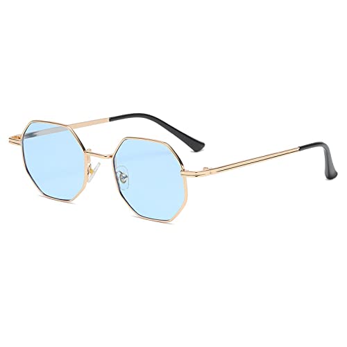 Lunettes de soleil polygonales métal rétro tendance accessoire mode UV400