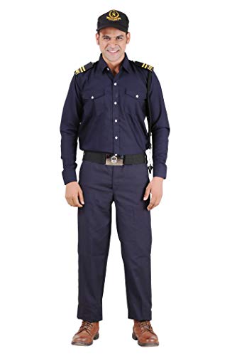 FABUNIFORMS Men Regular Fit Security Guard Shirt Uniform, Dark Blue, Size