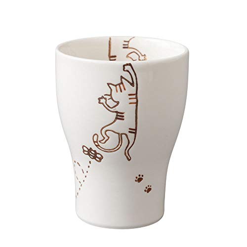 波佐見焼 湯のみ 菊祥 ぶら下がり猫 | 湯呑み ゆのみ コップ ねこ 猫 ぶらさがりネコ (トラ)