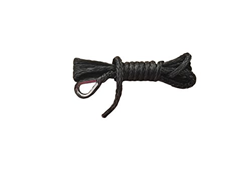 QIQU 1/4" 10ft ATV Snow Plow Lift Rope,Synthetic Winch Rope,Boat Winch Cable,Snow Plow Attachments (Black) - Thumbnail 2