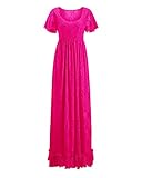 Vrouwen Kant Moederschap Maxi Jurk voor Photoshoot, Korte Mouw Zwangerschap Gown voor Baby Shower