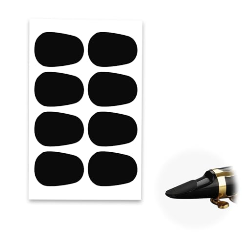 Wcawnlt 8 Pezzi Cuscinetti In Silicone Per Beccuccio Del Clarinetto Sax Alto Tenore 0,5 mm, Nero, Autoadesivi Riutilizzabili, Protezione Dentale Per Musicisti Professionali E Amatoriali