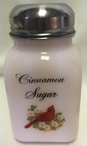 Spice Jar - Square Stove Top Shaker - Crown Tuscan Decaled - Rosso Exclusive - American Made - Mosser Glass USA (Cardinal w/Cinnamon Sugar)