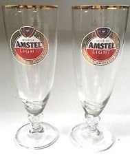 Amstel - Juego de 2 vasos de cáliz con borde de oro de 24 quilates