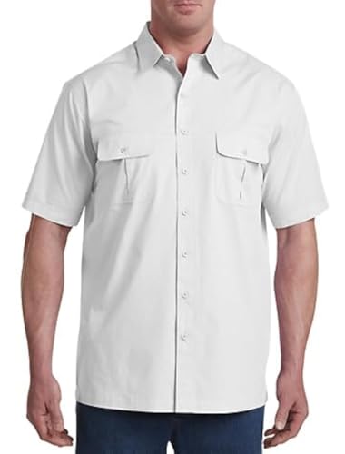 Harbor Bay by DXL Men's Big and Tall Co-Pilot Sport Shirt | Point Collar, Short Sleeves, Button-Through Flap Chest Pockets