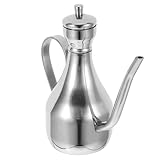 Alipis olla de aceite de acero inoxidable vertedor de tapón de aceite de acero inoxidable dispensador de salsa barbacoa dispensador de aceite de cobre botella para vinagre y aceite Plata