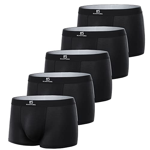 GLESTORE Boxershorts Herren Unterhosen Männer 5er Pack Modal Unterwäsche Hipster Sport Underpants 5schwarz L