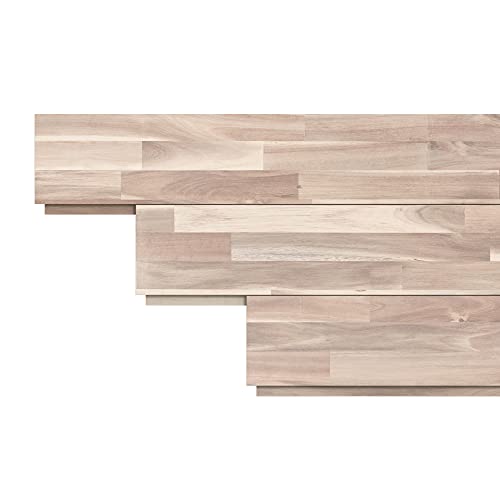 Interbuild Paneles de pared de madera maciza de acacia - Fácil de instalar para paredes con características y bricolaje para el hogar, paquete de 5, blanco orgánico