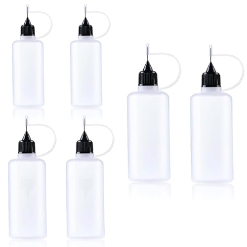 JEYORZY Aplicador de Pegamento de Precisión botella de agujas Set de 6 Botellas Plásticas con Cuentagotas y Punta de Aguja Aplicador De Precisión - 2x 5ml, 2x 10ml y 2x 15ml