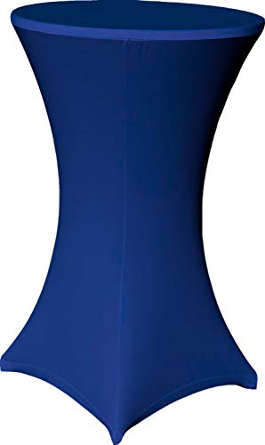 EXKLUSIV HEIMTEXTIL Stehtischhusse Stretch für Bistrotisch mit 4 Fußlaschen elastisch Ø 70-75x110-120 cm Blau