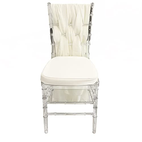 Your Chair Covers - 5 Pack 6 Ft Chiffon Chiavari Chair Sashes - Ivory, Chair Sashes For Weddings, Events, Hotels And Catering Services #TOP1
